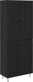 vidaXL Highboard 2 pcs Μαύρη Οξυά Μηχανική ξυλεία και γυαλί
