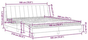 Κρεβάτι με Στρώμα Σκούρο Γκρι 180x200 εκ. Βελούδινο - Γκρι