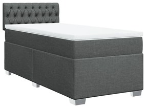 vidaXL Κρεβάτι Boxspring με Στρώμα Σκούρο Γκρι 100x200 εκ. Υφασμάτινο