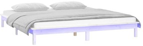 vidaXL Πλαίσιο Κρεβατιού με LED Λευκό 140 x 200 εκ. από Μασίφ Ξύλο