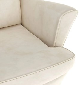 vidaXL Πολυθρόνα Κρεμ από Βελούδο με Σκαμπό