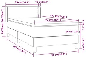 vidaXL Κρεβάτι Boxspring με Στρώμα Taupe 90x190 εκ.Υφασμάτινο