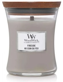 Κερί Αρωματικό Σε Βάζο Fireside 92106E 9,9x9,9x11,4cm Grey WoodWick Κερί