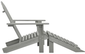 vidaXL Πολυθρόνα με Υποπόδιο Γκρι από Ξύλο