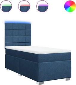 vidaXL Κρεβάτι Boxspring με Στρώμα Μπλε 100 x 200 εκ. Υφασμάτινο