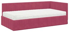 vidaXL Κρεβάτι Γωνίας με στρώμα Μπορντό 90 x 200 cm Βελούδο