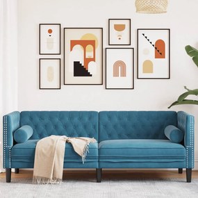 VidaXL Καναπές Διθέσιος Chesterfield με Στηρίγματα Μπλε Βελούδο