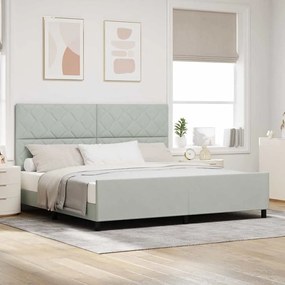 vidaXL Σκελετός Κρεβατιού Ανοιχτό γκρι 200 x 200 cm Βελούδο