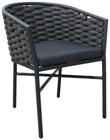 Καρέκλα - Πολυθρόνα Noevo αλουμινίου-pp στοιβαζόμενη με γκρι σκελετό και μαξιλάρι 57x62x77 εκ. 57x62x76 εκ.