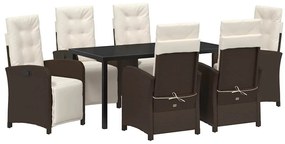 vidaXL Σέτ φαγητού για κήπο 7 pcs Καφέ συνθετικό ρατάν
