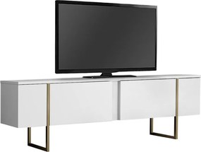 Έπιπλο τηλεόρασης Luxe Megapap χρώμα λευκό - χρυσό 180x30x50εκ.