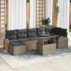 vidaXL Σετ Καναπέ Κήπου με μαξιλάρι 8 pcs Γκρι