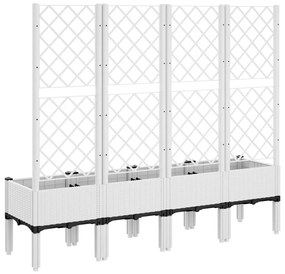 Ζαρντινιέρα Κήπου με Καφασωτό Λευκή 160x40x142 εκ. Πολυπροπ. - Λευκό