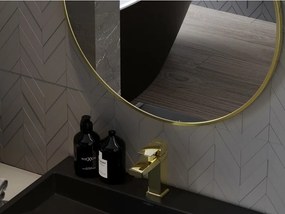 Mexen Loft στρογγυλός καθρέφτης μπάνιου 40 cm, πλαίσιο σε βουρτσισμένο χρυσό