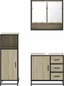 vidaXL Σετ Επίπλων Μπάνιου 3 Τεμαχίων Sonoma Δρυς Επεξεργασμένο Ξύλο