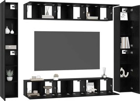 vidaXL Σετ επίπλου τηλεόρασης 10 pcs Μαύρη Οξυά Επεξεργασμένο ξύλο