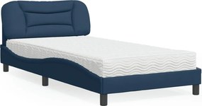 vidaXL Κρεβάτι με Στρώμα Hvar Μπλε 100 x 200 εκ. Υφασμάτινο