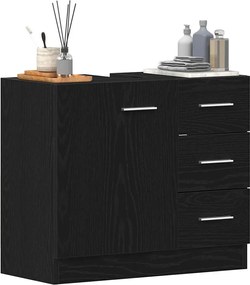 vidaXL Ντουλάπι Νιπτήρα Μαύρο Δρυς 63x30x54 εκ. από Τεχνητό Ξύλο