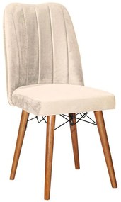 Καρέκλα Vespera I 266-000011 45x52x95cm Ecru-Walnut Βελούδο, Ξύλο