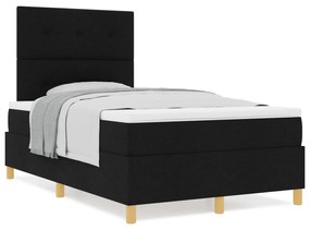 vidaXL Κρεβάτι με Στήριξη και Μαύρο Στρώμα 120x200 εκ Ύφασμα