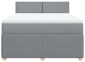 Κρεβάτι Boxspring με Στρώμα Ανοιχτό Γκρι 140x190 εκ. Υφασμάτινο - Γκρι