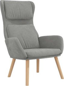 vidaXL Πολυθρόνα Relax Ανοιχτό Γκρι Βελούδινη με Σκαμπό