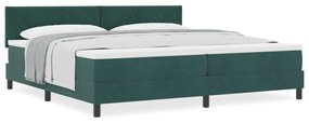 vidaXL Κρεβάτι Box Spring με Στρώμα Σκούρο Πράσινο 200x200 εκ Βελούδο