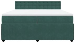 vidaXL Κρεβάτι Boxspring με Στρώμα Σκούρο Πράσινο 200x200εκ. Βελούδινο