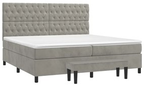 vidaXL Κρεβάτι Boxspring με Στρώμα Ανοιχτό Γκρι 200x200 εκ. Βελούδινο