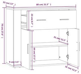 Ντουλάπι Γκρι Σκυροδέματος 80x33x70 εκ. Επεξεργασμένο Ξύλο - Γκρι