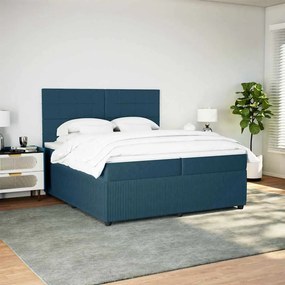 vidaXL Κρεβάτι Boxspring με Στρώμα Μπλε 200x200 εκ. Βελούδινο
