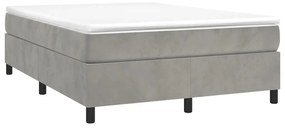 vidaXL Κρεβάτι Boxspring με Στρώμα Ανοιχτό Γκρι 140x190 εκ. Βελούδινο