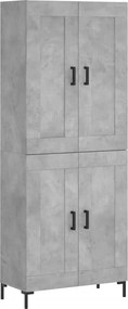 vidaXL Ντουλάπι Γκρι Σκυροδέματος 69,5x34x180 εκ. Επεξεργασμένο Ξύλο