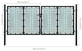 Πόρτα Περίφραξης Μονή Μαύρη 300 x 175 εκ. - Μαύρο