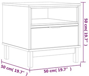 Τραπεζάκι Βοηθητικό FLAM 50 x 50 x 50 εκ. από Μασίφ Ξύλο Πεύκου - Καφέ