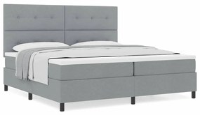 vidaXL Κρεβάτι με ελατήρια με στρώμα Ανοιχτό γκρι 200 x 200 cm ύφασμα