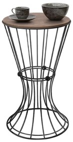 Τραπεζάκι βοηθητικό Girene Megapap μεταλλικό - Mdf χρώμα μαύρο - καρυδί 32x32x58εκ.