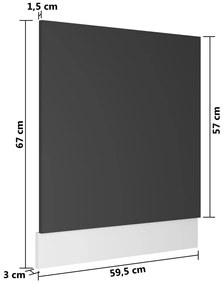 vidaXL Πρόσοψη Πλυντηρίου Πιάτων Γκρι 59,5 x 3 x 67 εκ. Μοριοσανίδα
