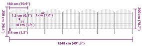 vidaXL Κάγκελα Περίφραξης με Λόγχες Μαύρα (1,75-2) x 11,9 μ. Ατσάλινα
