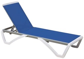 WOODWELL SUMMER K/D Ξαπλώστρα Αλουμίνιο Ανθρακί, PP Άσπρο - Textilene Μπλε 69/58x196x31cm Ε3381,1