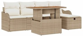 vidaXL Σετ Καναπέ Κήπου 6 pcs Μπεζ συνθετικό ρατάν