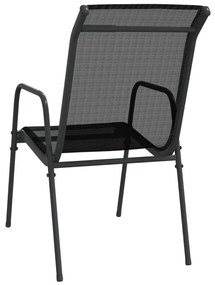 Καρέκλες Κήπου 4 τεμ. Μαύρες από Ατσάλι / Textilene - Μαύρο