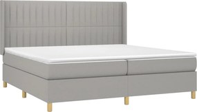 vidaXL Κρεβάτι Boxspring με Στρώμα &amp; LED Αν.Γκρι 200x200εκ. Υφασμάτινο