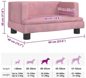 vidaXL Κρεβάτι Σκύλου Ροζ 60 x 40 x 30 εκ. Βελούδινο
