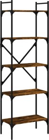 vidaXL Βιβλιοθήκη 5 Επιπέδων Καπνιστή Δρυς 56x31,5x174εκ. Επεξ. Ξύλο