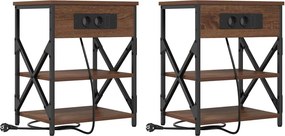 vidaXL Κομοδίνο 2 pcs Καφέ δρυς 41 x 31 x 51 εκ. Επεξεργασμένο ξύλο