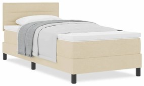 vidaXL Κρεβάτι box spring με στρώμα με στρώμα Κρεμ 100 x 200 cm ύφασμα