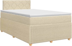 vidaXL Κρεβάτι box spring με στρώμα Κρεμ 120 x 200 cm Ύφασμα