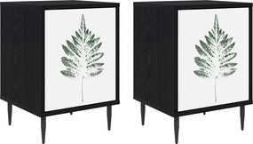 vidaXL Κομοδίνο HANAU 2 τμχ. Μαύρη Δρυς 36 x 33 x 51 εκ.