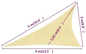 Πανί Σκίασης Μπεζ 3 x 4 x 5 μ. από HDPE 160 γρ./μ² - Μπεζ